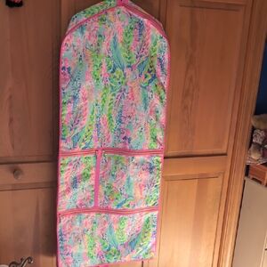 Floral Garment Bag with Pink Trim